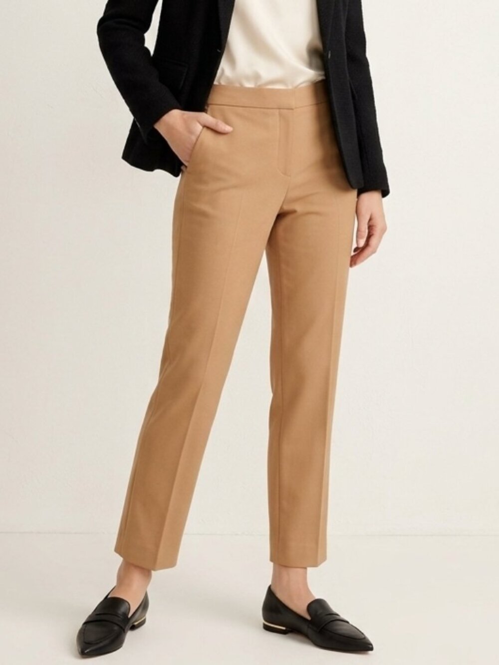 J.Crew Cameron Slim‎ Wool Cropped Tailored Trouser Pants Camel Tan Size 10